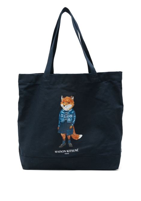 borsa tote dressed fox unisex navy MAISON KITSUNÉ | PM05107WW90420413